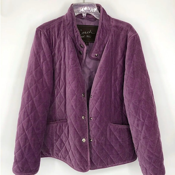 Coach Jackets & Blazers - Coach Beautiful Plum Purple Cotton Quilted Jacket Coat **Size XL** 🧥🧥